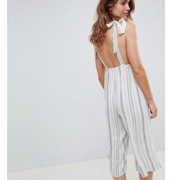 NWT ASOS Stripe Plunge Culotte Jumpsuit - Picture 2 of 6